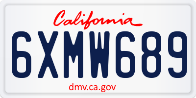 CA license plate 6XMW689