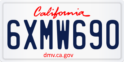 CA license plate 6XMW690