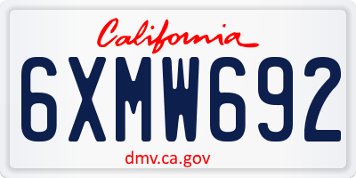 CA license plate 6XMW692