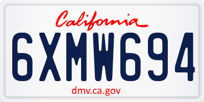 CA license plate 6XMW694