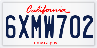 CA license plate 6XMW702