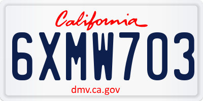 CA license plate 6XMW703