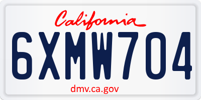 CA license plate 6XMW704