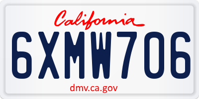 CA license plate 6XMW706