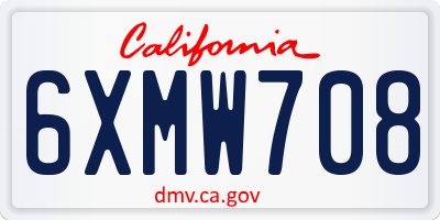 CA license plate 6XMW708