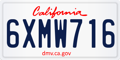 CA license plate 6XMW716