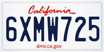 CA license plate 6XMW725