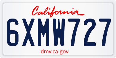 CA license plate 6XMW727