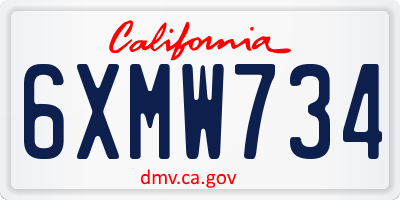 CA license plate 6XMW734