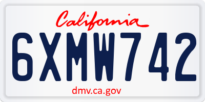 CA license plate 6XMW742