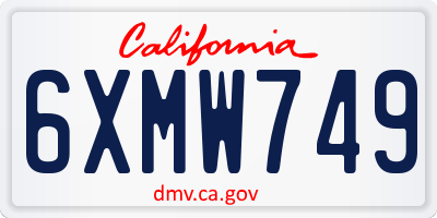 CA license plate 6XMW749