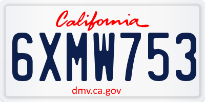 CA license plate 6XMW753