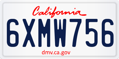 CA license plate 6XMW756