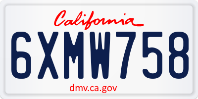 CA license plate 6XMW758