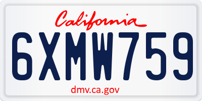 CA license plate 6XMW759