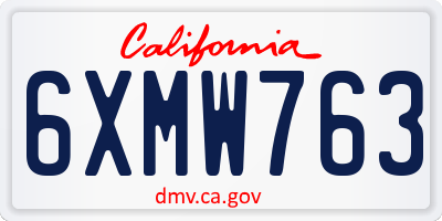CA license plate 6XMW763