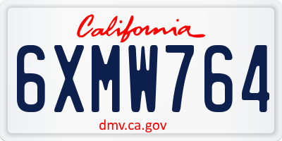 CA license plate 6XMW764