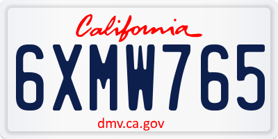 CA license plate 6XMW765