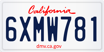 CA license plate 6XMW781