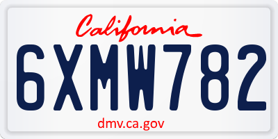 CA license plate 6XMW782
