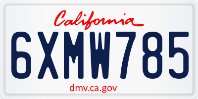 CA license plate 6XMW785