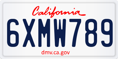 CA license plate 6XMW789