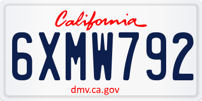 CA license plate 6XMW792