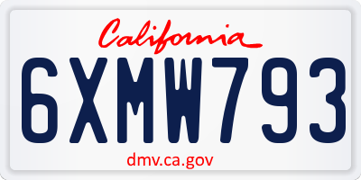 CA license plate 6XMW793