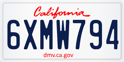 CA license plate 6XMW794