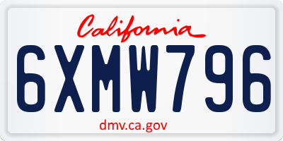 CA license plate 6XMW796