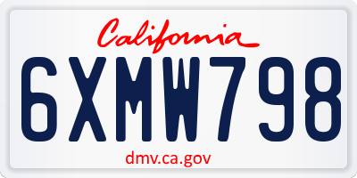 CA license plate 6XMW798