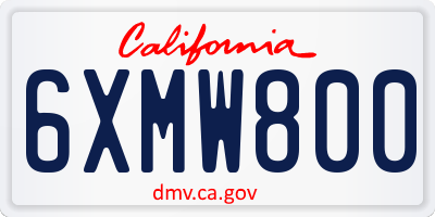 CA license plate 6XMW800