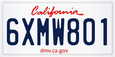 CA license plate 6XMW801