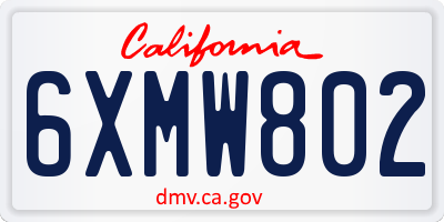CA license plate 6XMW802