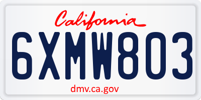 CA license plate 6XMW803