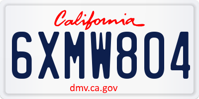 CA license plate 6XMW804