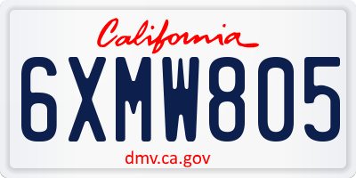 CA license plate 6XMW805