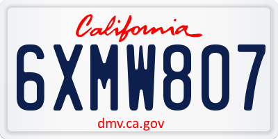 CA license plate 6XMW807