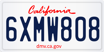 CA license plate 6XMW808