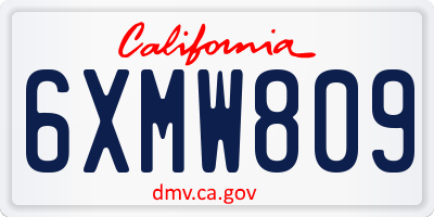 CA license plate 6XMW809