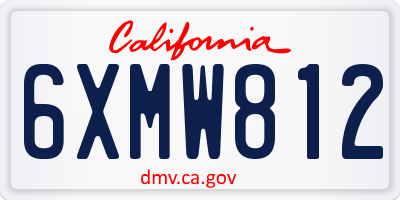 CA license plate 6XMW812