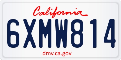 CA license plate 6XMW814