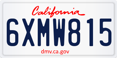 CA license plate 6XMW815