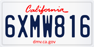 CA license plate 6XMW816