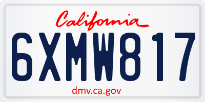 CA license plate 6XMW817