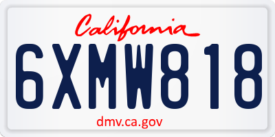 CA license plate 6XMW818