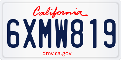 CA license plate 6XMW819