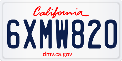 CA license plate 6XMW820