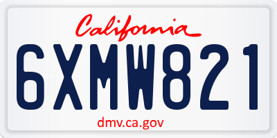 CA license plate 6XMW821