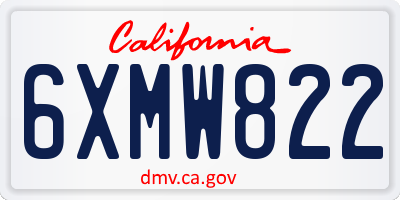 CA license plate 6XMW822